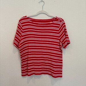 Charter Club Red and White Stripe Short Sleeve Top